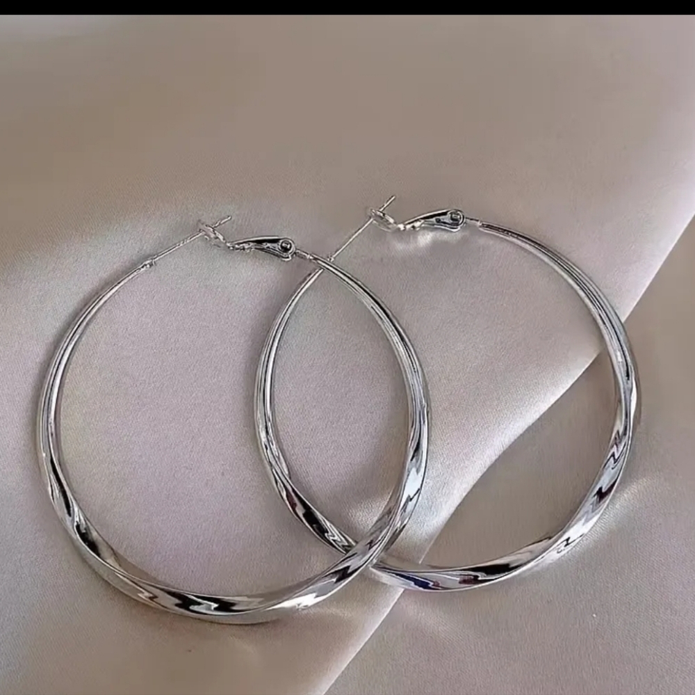Macy's Shiny Silver Hoop Earrings
